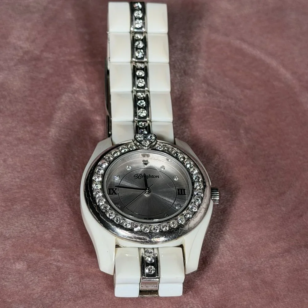 Brighton Dana Point White Link Watch with Swarovski Crystals β Needs Battery - Picture 4 of 12